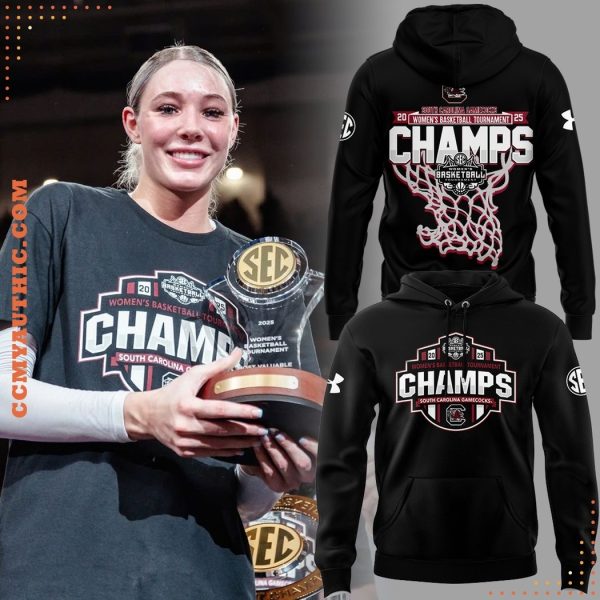 Black South Carolina Women Basketball 2025 SEC Conference Tournament Champions Limited For Fans Hoodie