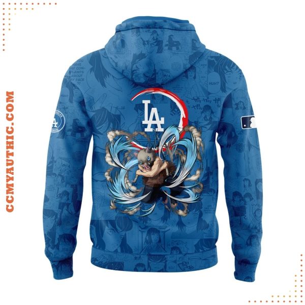 Los Angeles Dodgers x Demon Slayer Inosuke Hashibira Blue 2025 Hoodie