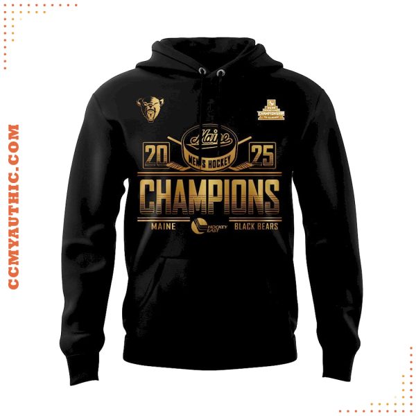 Maine Men Ice Hockey Hockey East Champions 2025 Black Hoodie