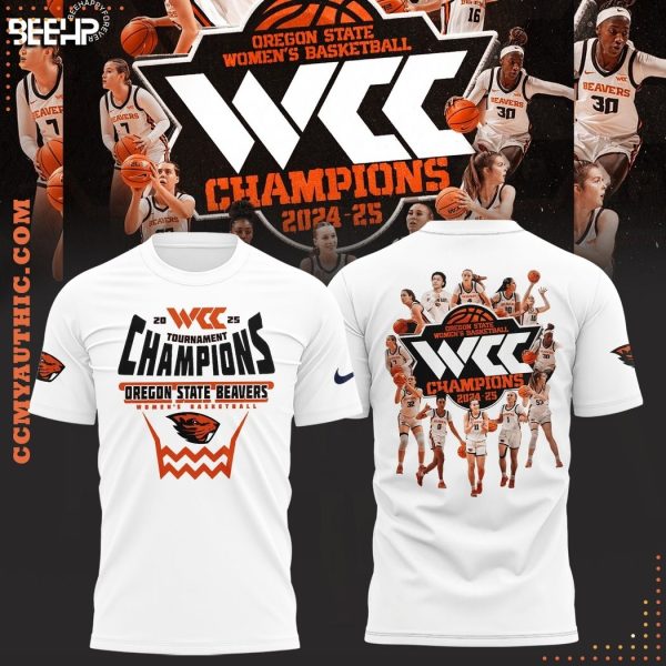 Oregon State Beavers 2025 WCC Women Basketball Conference Tournament Champions White Hoodie