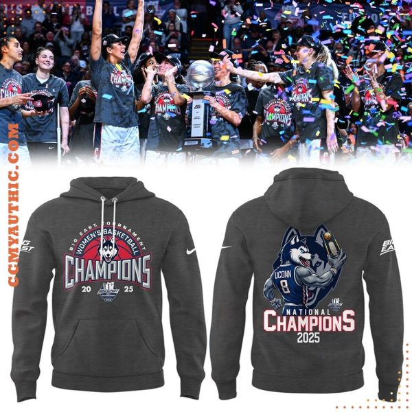 Uconn Basketball Champions Big East 2025 Limited Grey Hoodie