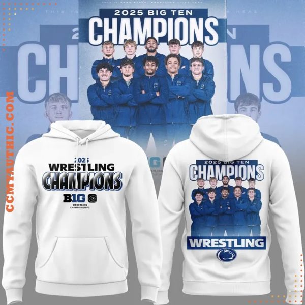 Wrestling Big Ten Champions 2025 White Hoodie