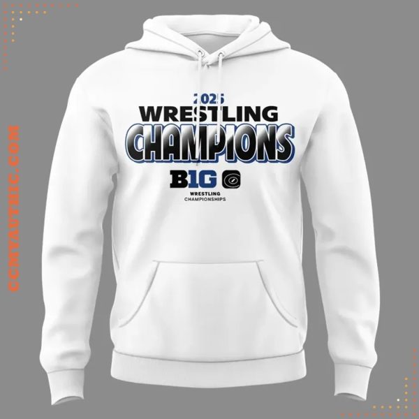 Wrestling Big Ten Champions 2025 White Hoodie